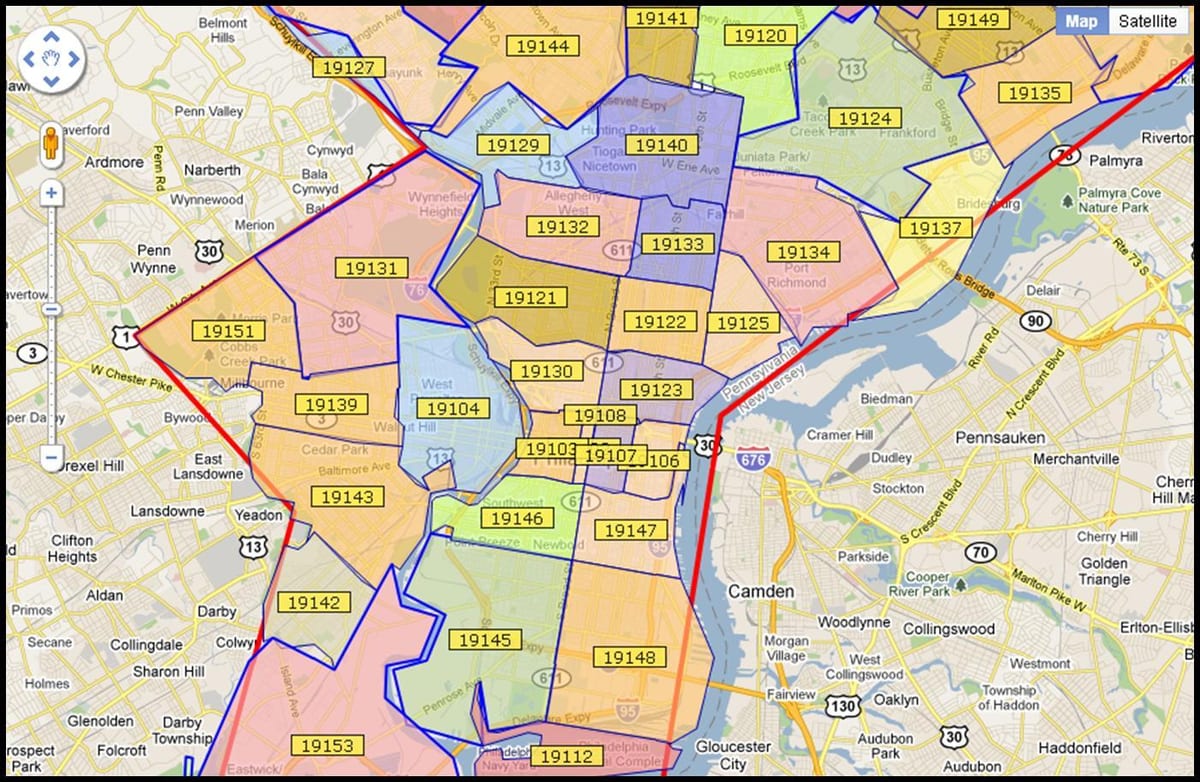 வரைபடம் அதிக Philadelphia பகுதியில்