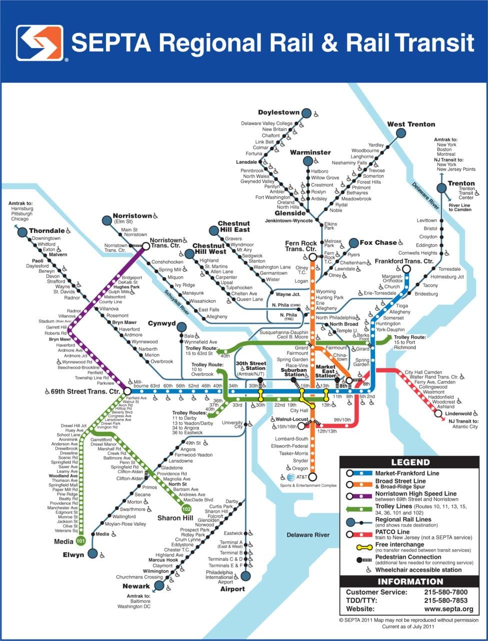 Septa வரைபடம் பிலடெல்பியா